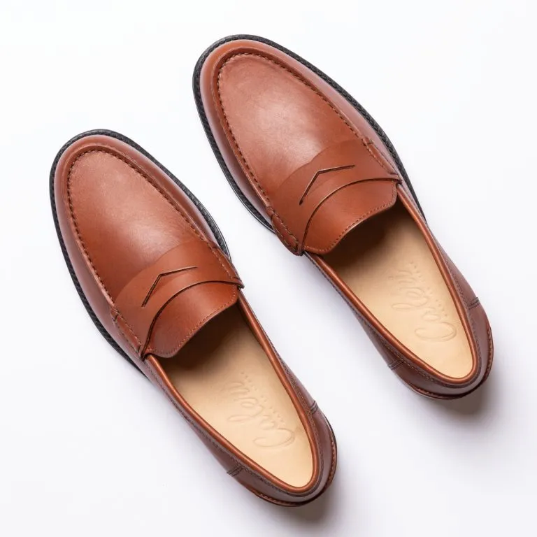 maestrale mocassino penny loafer da uomo caleri shoes caramello