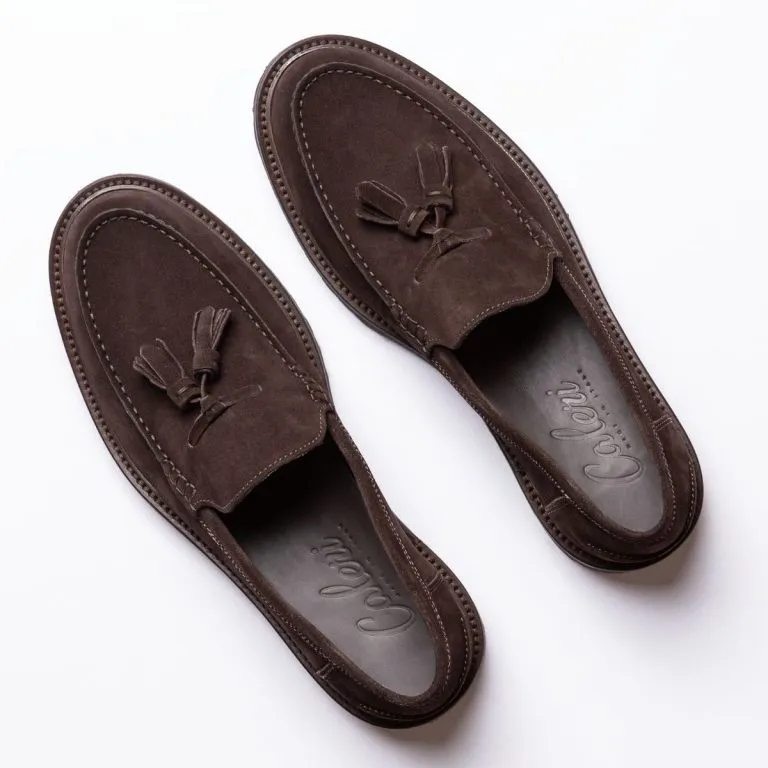 mocassini con nappine linea zefiro color testa di moro