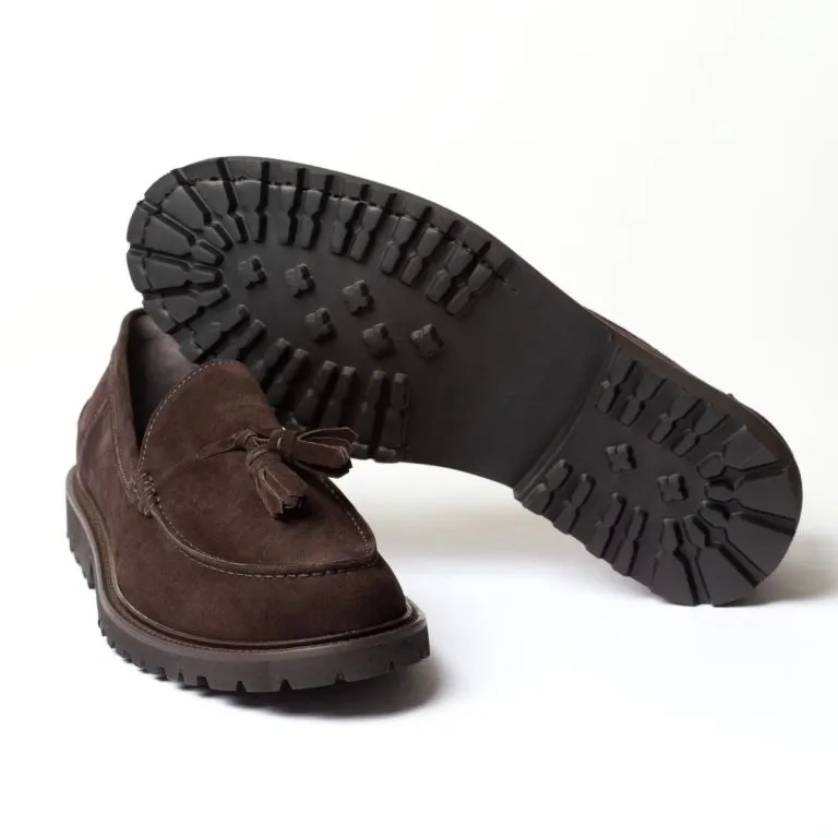 mocassini con nappine linea zefiro color testa di moro