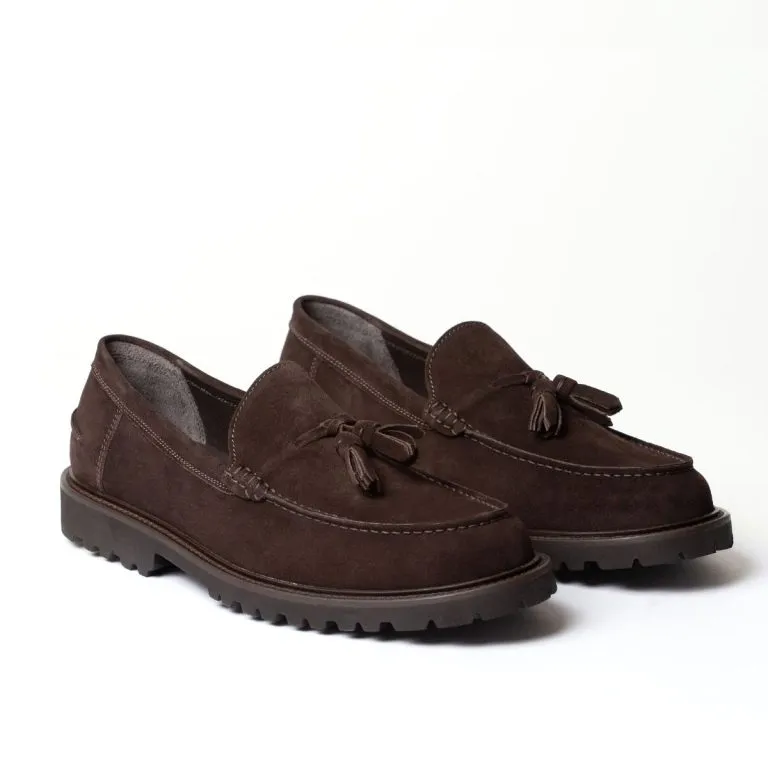 mocassini con nappine linea zefiro color testa di moro